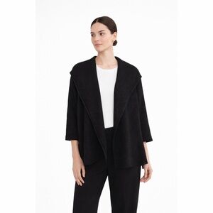 Eileen Fisher Wool Boucle Hooded Open Cardigan